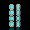 Image 1 : 11.13 ctw Turquoise & Diamond Micro Pave Halo Earrings 10k Yellow Gold - REF-145R6K