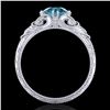 Image 3 : 1 ctw Intense Blue Diamond Engagment Art Deco Ring 18k White Gold - REF-180A2N