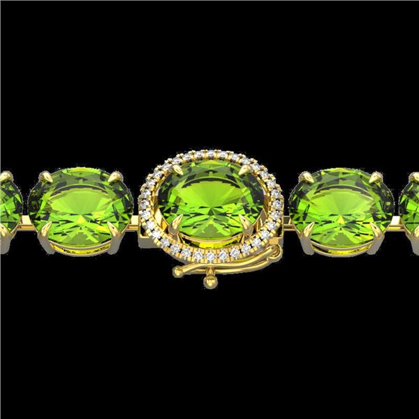 67 ctw Peridot & Micro Pave Diamond Bracelet 14k Yellow Gold - REF-428Y8X