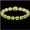 Image 2 : 67 ctw Peridot & Micro Pave Diamond Bracelet 14k Yellow Gold - REF-428Y8X