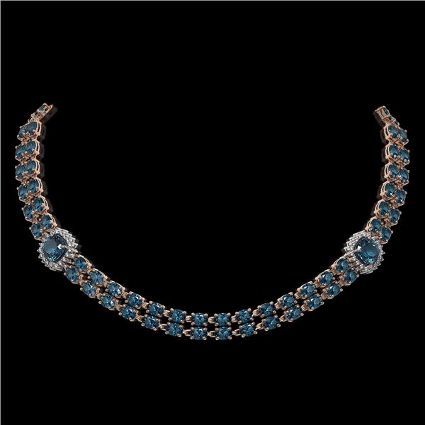 39.55 ctw London Topaz & Diamond Necklace 14K Rose Gold - REF-527H3R
