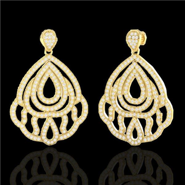 3 ctw Micro Pave VS/SI Diamond Earrings Designer 18k Yellow Gold - REF-280M2G