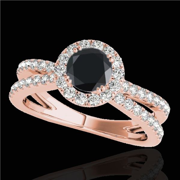 1.55 ctw Certified VS Black Diamond Solitaire Halo Ring 10k Rose Gold - REF-60H4R