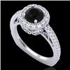 Image 1 : 1.55 ctw Fancy Black Diamond Engagment Art Deco Ring 18k White Gold - REF-112F8M