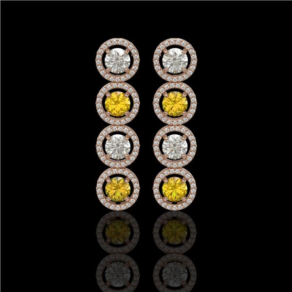 5.50 ctw Canary & Diamond Micro Pave Earrings 18K Rose Gold - REF-592A3N