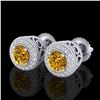 Image 1 : 1.55 ctw Intense Fancy Yellow Diamond Art Deco Earrings 18k White Gold - REF-281W8H