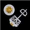 Image 3 : 1.55 ctw Intense Fancy Yellow Diamond Art Deco Earrings 18k White Gold - REF-281W8H