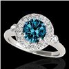 Image 1 : 1.5 ctw SI Certified Fancy Blue Diamond Solitaire Halo Ring 10k White Gold - REF-129H5R