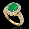 Image 2 : 3.50 ctw Emerald & Micro Pave VS/SI Diamond Ring 18k Yellow Gold - REF-143K6Y