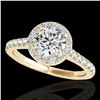Image 1 : 1.70 ctw Certified Diamond Solitaire Halo Ring 10k Yellow Gold - REF-257A8N