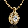 Image 2 : 1.01 ctw VS/SI Diamond Solitaire Art Deco Necklace 18k Yellow Gold - REF-221W8H