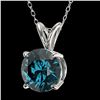 Image 2 : 1.55 ctw Certified Intense Blue Diamond Necklace 10k White Gold - REF-153W4H