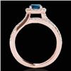 Image 2 : 2 ctw SI Certified Blue Diamond Solitaire Halo Ring 10k Rose Gold - REF-173K9Y