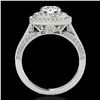 Image 2 : 2 ctw Certified Diamond Solitaire Halo Ring 10k White Gold - REF-231W8H