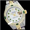 Image 1 : Rolex Men's Stainless Steel, QuickSet, Diam Dial & Diam/Emerald Bezel