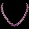 Image 1 : 43.2 ctw Amethyst & Diamond Micro Pave Halo Necklace 10k Rose Gold - REF-603H3R