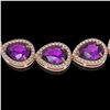 Image 3 : 43.2 ctw Amethyst & Diamond Micro Pave Halo Necklace 10k Rose Gold - REF-603H3R