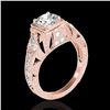 Image 2 : 1.25 ctw Certified Diamond Solitaire Antique Ring 10k Rose Gold - REF-184X3A