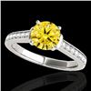 Image 1 : 1.5 ctw Certified SI/I Fancy Intense Yellow Diamond Ring 10k White Gold - REF-204Y5X