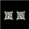 Image 1 : 1 ctw Certified VS/SI Quality Princess Diamond Stud Earrings 10k Yellow Gold - REF-120F3M