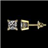 Image 2 : 1 ctw Certified VS/SI Quality Princess Diamond Stud Earrings 10k Yellow Gold - REF-120F3M