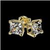 Image 3 : 1 ctw Certified VS/SI Quality Princess Diamond Stud Earrings 10k Yellow Gold - REF-120F3M