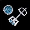Image 3 : 1.07 ctw Fancy Intense Blue Diamond Art Deco Earrings 18k White Gold - REF-143X6A