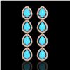 Image 1 : 6.20 ctw Turquoise & Diamond Micro Pave Halo Earrings 10k Rose Gold - REF-158G2W