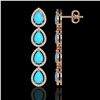Image 2 : 6.20 ctw Turquoise & Diamond Micro Pave Halo Earrings 10k Rose Gold - REF-158G2W