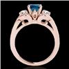 Image 2 : 1.7 ctw SI Certified Fancy Blue Diamond 3 Stone Ring 10k Rose Gold - REF-163F6M