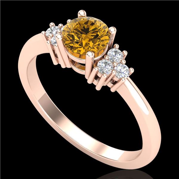 0.75 ctw Intense Fancy Yellow Diamond Engagment Ring 18k Rose Gold - REF-107N3F