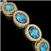 Image 3 : 14.82 ctw Swiss Topaz & Diamond Micro Pave Halo Bracelet 10k Yellow Gold - REF-263N6F