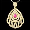 Image 1 : 2 ctw Pink Sapphire & Micro Pave VS/SI Diamond Necklace 18k Yellow Gold - REF-180M2G