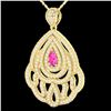 Image 2 : 2 ctw Pink Sapphire & Micro Pave VS/SI Diamond Necklace 18k Yellow Gold - REF-180M2G