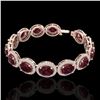 Image 2 : 27 ctw Garnet & Micro Pave VS/SI Diamond Certified Bracelet 10k Rose Gold - REF-360R2K