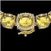 Image 1 : 87 ctw Citrine & Diamond Micro Pave Necklace 14k Yellow Gold - REF-335M6G