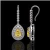 Image 2 : 8.15 ctw Canary Citrine & Diamond Victorian Earrings 14K White Gold - REF-244H8R