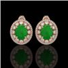 Image 1 : 10.61 ctw Jade & Diamond Victorian Earrings 14K Rose Gold - REF-269K3Y