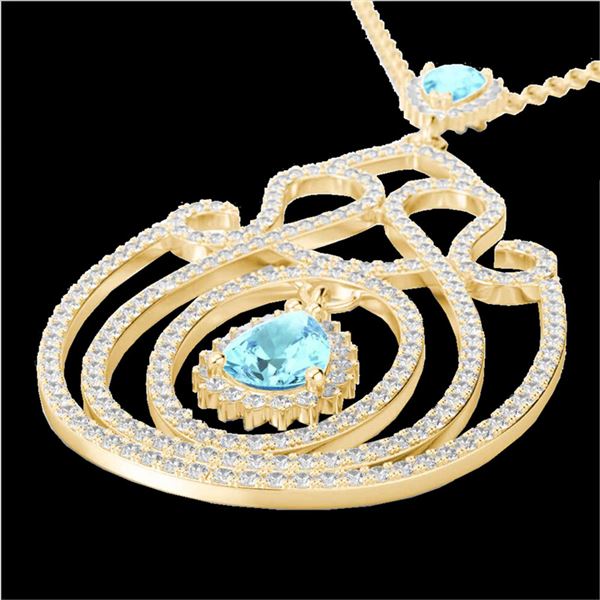 3.20 ctw Sky Blue Topaz & Micro Diamond Heart Necklace 14k Yellow Gold - REF-212Y8X