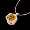 Image 2 : 0.82 ctw Intense Fancy Yellow Diamond Art Deco Necklace 18k Rose Gold - REF-218X2A