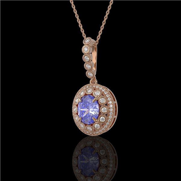 4.77 ctw Tanzanite & Diamond Victorian Necklace 14K Rose Gold - REF-169X8A