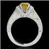 Image 2 : 1.5 ctw Certified SI Intense Yellow Diamond Antique Ring 10k White Gold - REF-211M4G