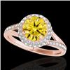 Image 1 : 1.85 ctw Certified SI/I Fancy Intense Yellow Diamond Ring 10k Rose Gold - REF-250Y9X