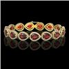 Image 1 : 17.45 ctw Garnet & Diamond Micro Pave Halo Bracelet 10k Yellow Gold - REF-283W5H