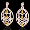 Image 1 : 7 ctw Yellow Sapphire & Diamond Heart Earrings 14k Rose Gold - REF-418M2G