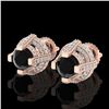 Image 1 : 2.75 ctw Fancy Black Diamond Micro Pave Stud Earrings 18k Rose Gold - REF-180A2N