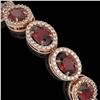 Image 3 : 14.63 ctw Garnet & Diamond Micro Pave Halo Bracelet 10k Rose Gold - REF-263R6K