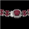 Image 3 : 43.97 ctw Ruby & Diamond Necklace 14K White Gold - REF-527A3N