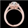 Image 2 : 1.55 ctw Certified Diamond Solitaire Halo Ring 10k Rose Gold - REF-190H9R