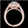 Image 2 : 2.25 ctw Certified Diamond Solitaire Halo Ring 10k Rose Gold - REF-238K6Y
